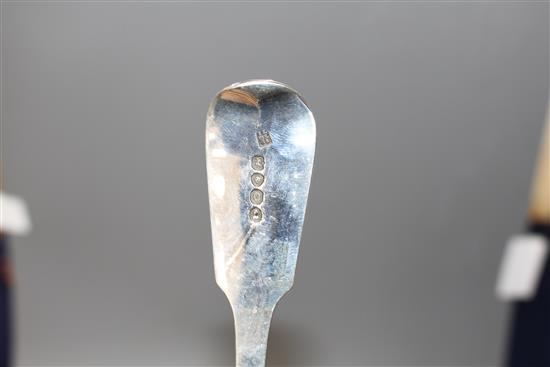 A George IV pierced silver fiddle pattern fish slice, by Lias, Lias & Lias, London, 1829,